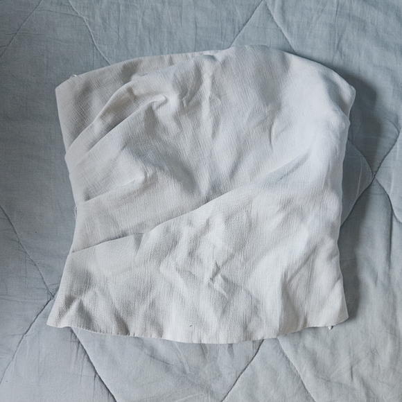 ZARA Strapless Bodice Top Beige Contemporary XS NWT - Picture 1 of 5